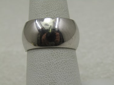 Vintage Sterling Silver 10mm Wedding Band, Sz 7. Signed SETA