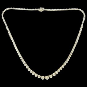 Estate 8.50 Carat Diamond 14k Yellow Gold Tennis Necklace