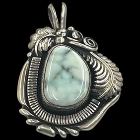 Vintage Handmade Sterling Silver Dry Creek Turquoise Pendant