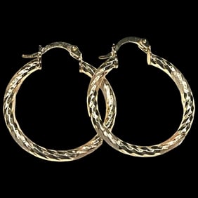 Estate Gold Plated Etched Earrings