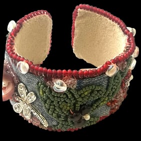 Vintage Handmade Artisan Beaded Bracelet/Cuff