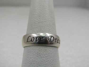 Vintage Sterling Dream Believe Band Ring, Signed RJ, Sz. 7