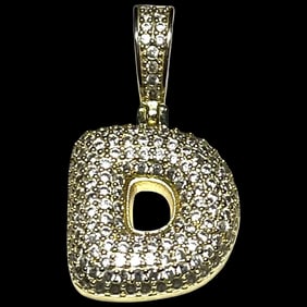 Estate Bubble Letter D Rhinestone Pave Pendant