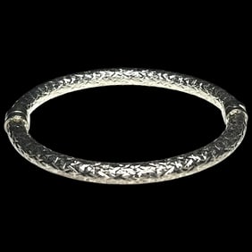 Estate Diamond Pattern Sterling Silver MILOR Italy Bangle Bracelet