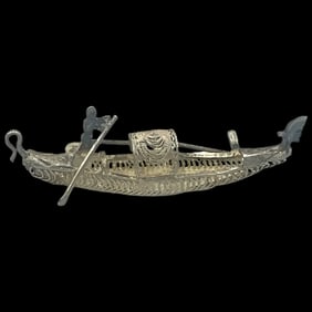 Vintage Italian Gondola Silver Filigree Brooch/Pin