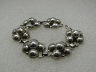 Vintage Sterling Silver Half Ball Link Bracelet, 8", Appx. 24.86 Gr.