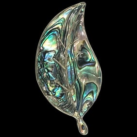 Vintage Sterling Silver Abalone Inlay Alpaca Mexico Brooch/Pin