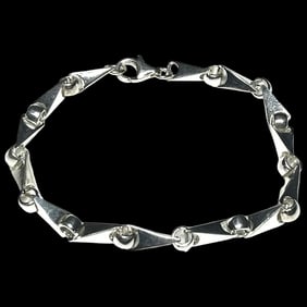 Estate Geometric Modernist Link Sterling Silver Bracelet