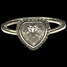 Estate Pandora Sterling Silver Heart Love Ring