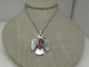 Vintage Costume Southwestern Thunderbird Necklace, 22"