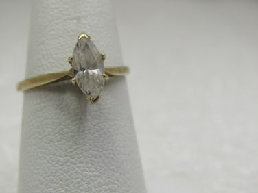 Vintage 10kt Marquise CZ Engagement ring, Sz. 7, Signed LN