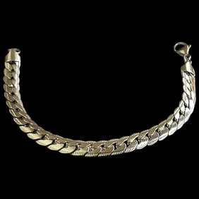 Vintage Stainless Steel Herringbone Snake Bracelet