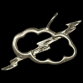 Vintage Silver Lightning Bolt and Cloud Charm Pendant