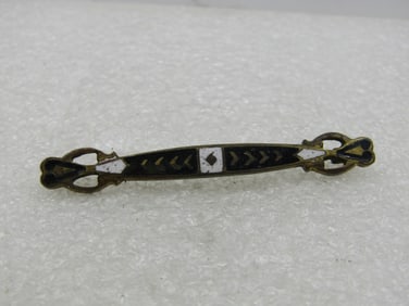 Victorian Emameled Bar Brooch, 2", 1800's, C-Clasp
