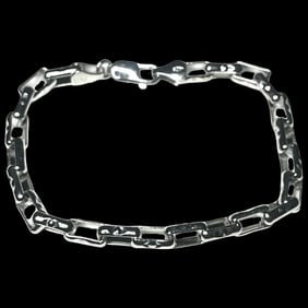 Estate Collier Chain Link Sterling Silvery GM ITALY Bracelet