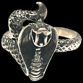 Vintage Sterling Silver Cobra Snake Ring