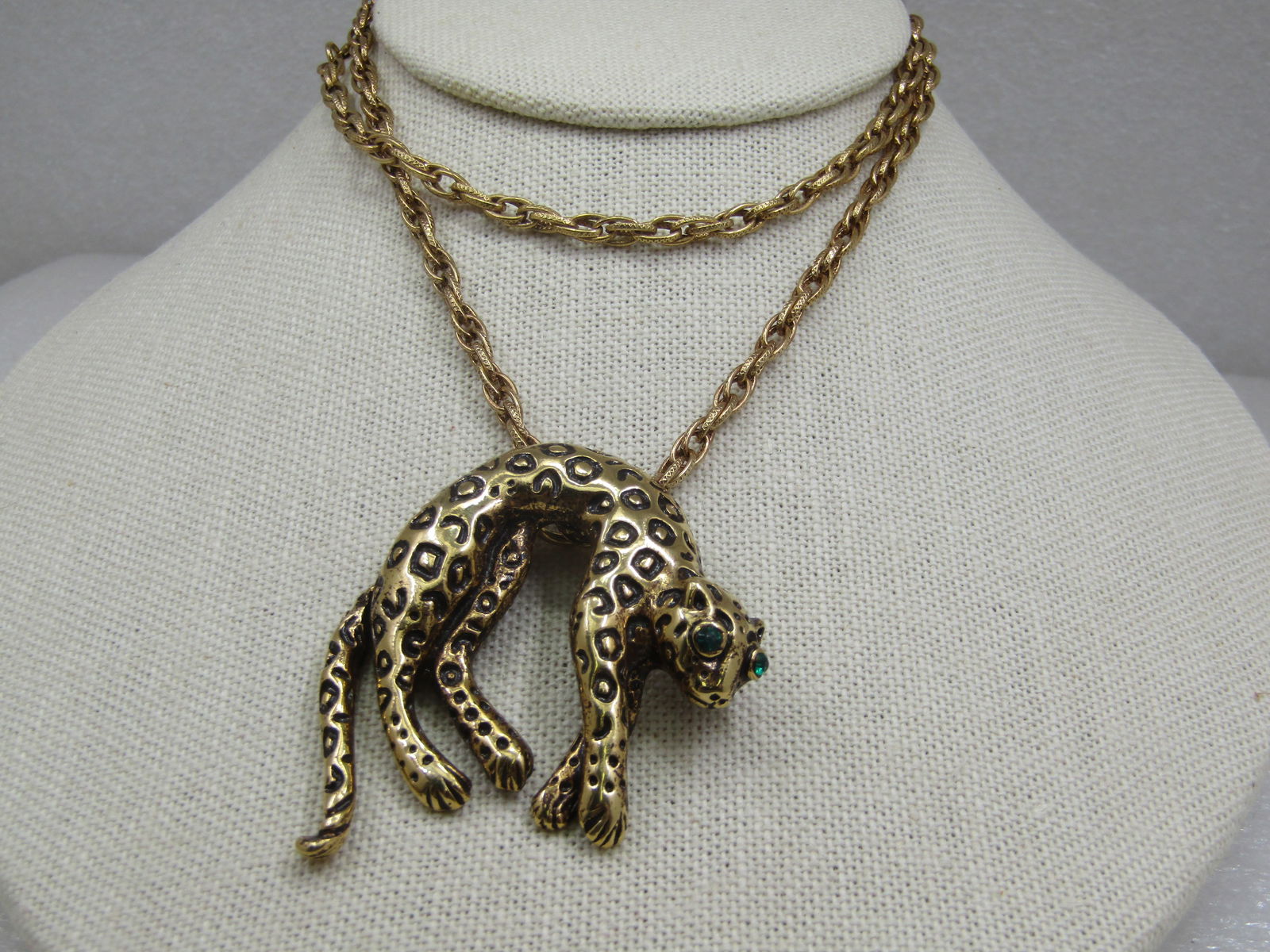 Vintage Leopard Pendant Necklace, 24", Tail Moves (1 of 6)