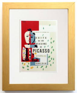 Pablo Picasso Framed Suite de 180 Dessins Lithograph 72 Art in posters: Artist: Pablo Picasso Country: Spain Title: Suites de 180 dessins Medium: Lithograph Marks: Not signed, not numbered Size: vellum paper 9.50 x 12.50 inch Printed: 1959 by Mourlot Freres, France