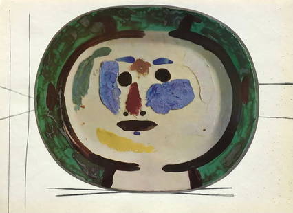 1950 Pablo Picasso Ceramics by Picasso 9: Artist: Pablo Picasso Country: Spain Title: Ceramics by Picasso 9 Medium: Offset Lithograph Marks: Not signed, not numbered Paper size: Vellum paper 15 x 11 inch Published:by Skira 1950, Switzerland
