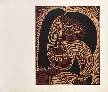 Picasso 25 Femme au Collier: Artist: Pablo Picasso Country: Spain Title: Femme au Collier Medium: Multichrome - 25 Marks: Not signed, not numbered Paper size 12.50 x 15 inch on heavy paper 350g Old Mill Bianco. Provenance: Picass