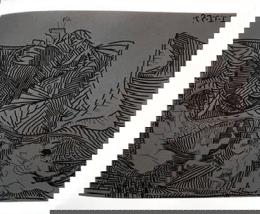 Picasso 35 Bacchanale au Hibou: Artist: Pablo Picasso Country: Spain Title: Bacchanale au Hibou Medium: Multichrome - 35 Marks: Not signed, not numbered Paper size 12.50 x 15 inch on heavy paper 350g Old Mill Bianco. Provenance: Pic