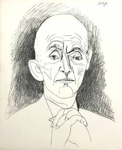1959 Picasso lithograph Portrait of Daniel H. kahnnweiler: Artist: Pablo Picasso Country: Spain Title: Portrait of Daniel Henry Kahnweiler Medium: Lithograph Marks: Not signed, not numbered Paper Size: 17 x 14 inch Published: 1959 by Cincinnati Art Museum <