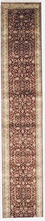Hand Knotted Indo-Tabriz Runner Oriental Area Rug 2'6" x 22': Title:Hand Knotted Indo-Tabriz Runner Oriental Area Rug 2'6" x 22' Description:&#8226; Rug Number: 85309 &#8226; Country of Origin: India &#8226; Style, Design: Persian Tabriz, Floral &#8226; Size (Ft