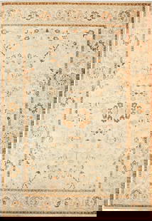 Hand Knotted Indo-Tabriz Ivory Oriental Area Rug 10' x 14'5": Title:Hand Knotted Indo-Tabriz Ivory Oriental Area Rug 10' x 14'5" Description:&#8226; Rug Number: 70599 &#8226; Country of Origin: India &#8226; Style, Design: Persian Tabriz, Geometric, All-Over &#8