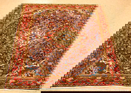 Persian SARUK FERAKHAN RUG 3'8" x 4'10": Title: Persian SARUK FERAKHAN RUG 3'8" x 4'10" Description:OLD,ANTIQUE VERY FINE HIGH KPSI CLASSIC Persian SARUK FARAKHAN ORIENTAL RUG ,,,,..size is a unique 3' 8" x 4' 10" ...........Magnificent colo