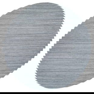 Arsenic Gray Hand Loomed Modern Striae Design Wool Round Oriental Rug: Title: Arsenic Gray Hand Loomed Modern Striae Design Wool Round Oriental Rug Description: This is a truly genuine one-of-a-kind. It has been Knotted for months and months in the centuries-old weaving