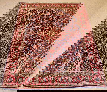 Persian Sarouk RUG, 3'7" x 5'7": Title: Persian Sarouk RUG, 3'7" x 5'7" Description:OLD, ANTIQUE HIGHLY DETAILED HIGH KPSI_KORK WOOL PERSIAN SAROUK ORIENTAL RUG CLASSIC VILLAGE WOVEN......... Red MEDALLION and Royal Blue field.......