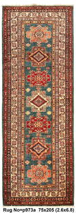 BLUE 7 Foot Runner (2.6x6.8) Handmade Super Kazak Quality Silky Wool Rug #P973: Title:BLUE 7 Foot Runner (2.6x6.8) Handmade Super Kazak Quality Silky Wool Rug #P973 Description:Size in Feet: Width: 2.6 x Length: 6.8 Size in Inches: Width: 30 in x Length: 80 in Rug Type: Area Rug