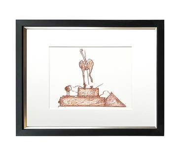 Max Ernst Original Lithograph No ostrich lives on mince pies 1970 Framed: Artist: Max Ernst Country: Germany / France Title: No ostrich lives on mince pies Medium: Original Lithograph Marks: Not signed, not numbered Paper: 13 x 9.5 inch Printed: 1970 by Manus Presse P