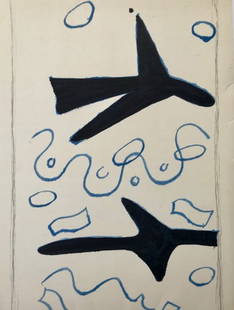 Georges Braque Original Lithograph Cover 1963: Title: Untitled - Cover Artist: Georges Braque Country: France Medium: Lithograph Marks: Not signed or numbered and may have text on the back Paper size: Vellum 9.50 x 12.50 inch Printed: 1963 b