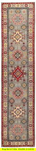 Handmade Runner 2' x 10' Narrow Kazak Rug #S1142: Title:Handmade Runner 2' x 10' Narrow Kazak Rug #S1142 Description:Size in Feet: Width: 2.2 x Length: 9.8 Size in Inches: Width: 26 in x Length: 116 in Rug Type: Area Rug Colors: This rug showcases a