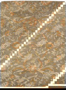 Tan Floral Modern 8X11 Oriental Hand-Tufted Rug: Title: Tan Floral Modern 8X11 Oriental Hand-Tufted Rug Description:Hand-Tufted 8X11 tan Oriental rug made with vegetable dyes (fine wool pile and cotton foundation), superior knot count, and alluring