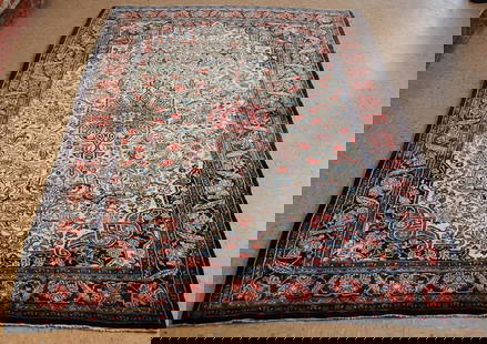 Persian BIJAR RUG 4.9x6.10: Title: Persian BIJAR RUG 4.9x6.10 Description:OLD, ANTIQUE SUPER FINE Persian BIJAR ORIENTAL RUG with exact size of 4' 9" x 6' 10" Multi-color center medallion delicately woven surrounded by a detaile