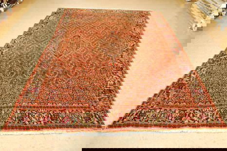 Persian BIJAR RUG 6.7x10.3: Title: Persian BIJAR RUG 6.7x10.3 Description:SUPER DETAILED HIGH KPSI KORK WOOL OLD,ANTIQUE CLASSIC VILLAGE WOVEN Persian BEJAR ORIENTAL RUG with exact size of 6'7" x 10'3" Detailed diamond shaped ce