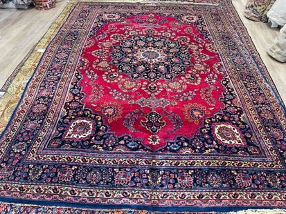 Singed Antque Persian Mashad Rug-4169: Title: Singed Antque Persian Mashad Rug-4169 Description:Beautiful antique signed Persian Mashad , from northeast Persia, size 8 ft. 6 inches by 11 ft. 5 inches, circa 1920, excellent condition with s