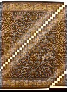 Dark Brown Floral Modern 8X11 Oriental Hand-Tufted Rug: Title: Dark Brown Floral Modern 8X11 Oriental Hand-Tufted Rug Description:Hand-Tufted 8X11 brown Oriental rug made with vegetable dyes (fine wool pile and cotton foundation), exceptional knot count, a