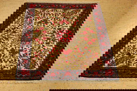 Persian BIJAR RUG,2'4" x 3'3": Title: Persian BIJAR RUG,2'4" x 3'3" Description:OLD,ANTIQUE HIGHLY DETAILED FINE HIGH KPSI Persian BIJAR ORIENTAL RUG WITH PEACOCK BIRD SUBJECTS........with exact size of 2' 4" x 3' 3"...........KURK
