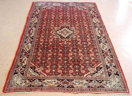 Persian BIJAR RUG, 4.4x7: Title: Persian BIJAR RUG, 4.4x7 Description:OLD,ANTIQUE DETAILED FINE CLASSIC VILLAGE WOVEN Persian BIJAR ORIENTAL RUG ,,,,with exact size of 4' 4" x 7' Highly detailed allover design field fine and d