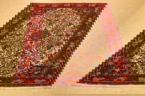 Persian BIJAR RUG 3.8x4.8: Title: Persian BIJAR RUG 3.8x4.8 Description:OLD,ANTIQUE FINE CLASSIC VILLAGE WOVEN HIGHLY DETAILED Persian BIJAR ORIENTAL RUG with exact size of 3' 8" x 4' 8" Multi-color center medallion delicately