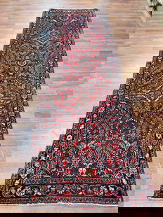 Antique Persian Hamadan Runner-4974: Title: Antique Persian Hamadan Runner-4974 Description:Antique persian Hamadan runner with a sarouk design, from west of Persia, size 2 ft. 8 inches by 9 ft. 2 inches ,circa 19320, excellent condition