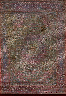 Vegetable Dye Antique Kerman Persian Area Rug 9x12: Title: Vegetable Dye Antique Kerman Persian Area Rug 9x12 Description:A Beautiful Genuine Iran ( Persia ) Kerman rug is Hand Knotted by skillful weavers in Iran ( Persia ) with