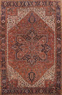 Antique Vegetable Dye Heriz Persian Area Rug 9x12: Title: Antique Vegetable Dye Heriz Persian Area Rug 9x12 Description:A Beautiful Genuine Iran ( Persia ) Heriz rug is Hand Knotted by skillful weavers in Iran ( Persia ) with