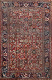 Antique Vegetable Dye Mahal Persian Area Rug 9x12: Title: Antique Vegetable Dye Mahal Persian Area Rug 9x12 Description:A Beautiful Genuine Iran ( Persia ) Mahal rug is Hand Knotted by skillful weavers in Iran ( Persia ) with