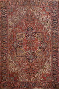 Antique Vegetable Dye Heriz Persian Area Rug 10x13: Title: Antique Vegetable Dye Heriz Persian Area Rug 10x13 Description:A Beautiful Genuine Iran ( Persia ) Heriz rug is Hand Knotted by skillful weavers in Iran ( Persia ) with