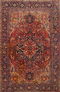 Antique Vegetable Dye Heriz Persian Area Rug 8x11: Title: Antique Vegetable Dye Heriz Persian Area Rug 8x11 Description:A Beautiful Genuine Iran ( Persia ) Heriz rug is Hand Knotted by skillful weavers in Iran ( Persia ) with