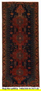 Handmade 5' x 12' Semi-Antique Wide Runner Persian Sherazi Gallery Wide Runner Rug #P905: Title:Handmade 5' x 12' Semi-Antique Wide Runner Persian Sherazi Gallery Wide Runner Rug #P905 Description:Size in Feet: Width: 4.7 x Length: 11.6 Size in Inches: Width: 55 in x Length: 138 in Rug Typ